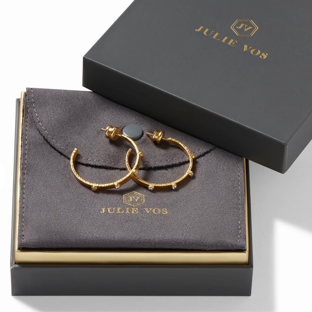 Julie Vos crescent stone hoop earring - Picture 3 of 4